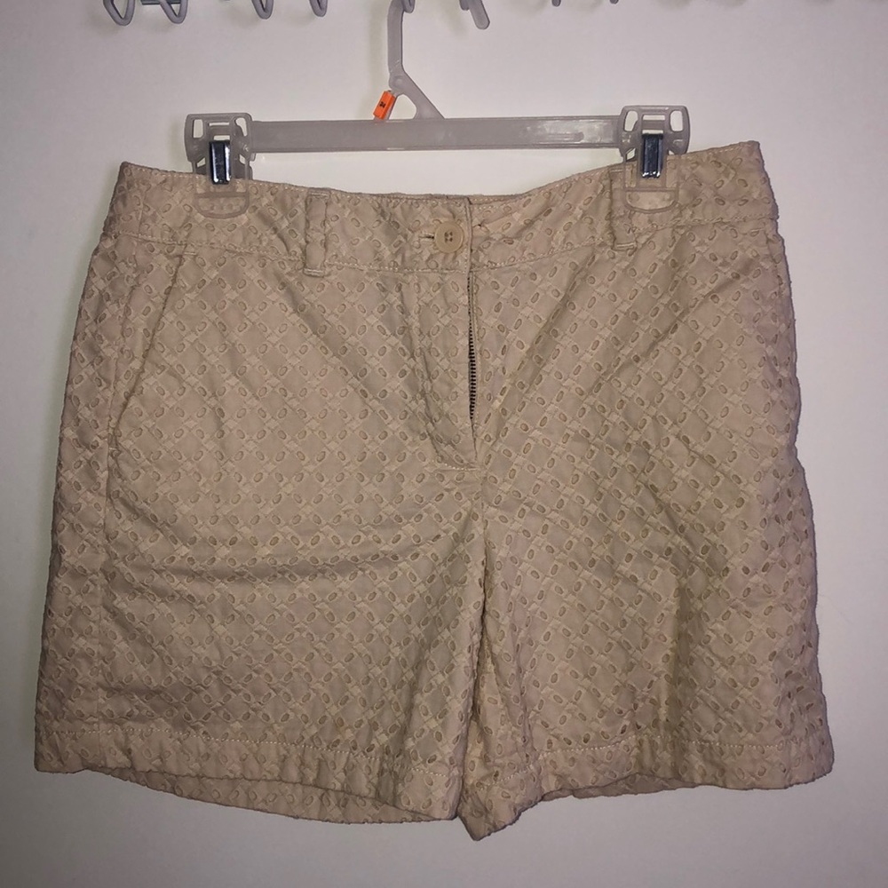 Cream Eyelet Shorts